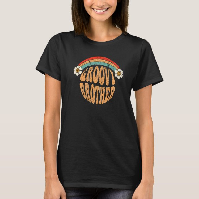 Camiseta Groovy Brother 70s Aesthetic 1970's Retro Brother  (Frente)