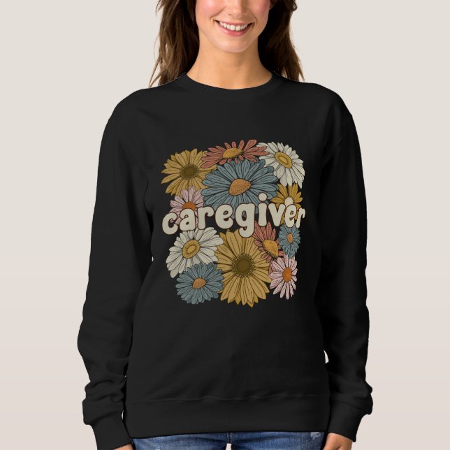 Camiseta Groovy Caregiver Flowers Caregiving Caregivers (Frente)