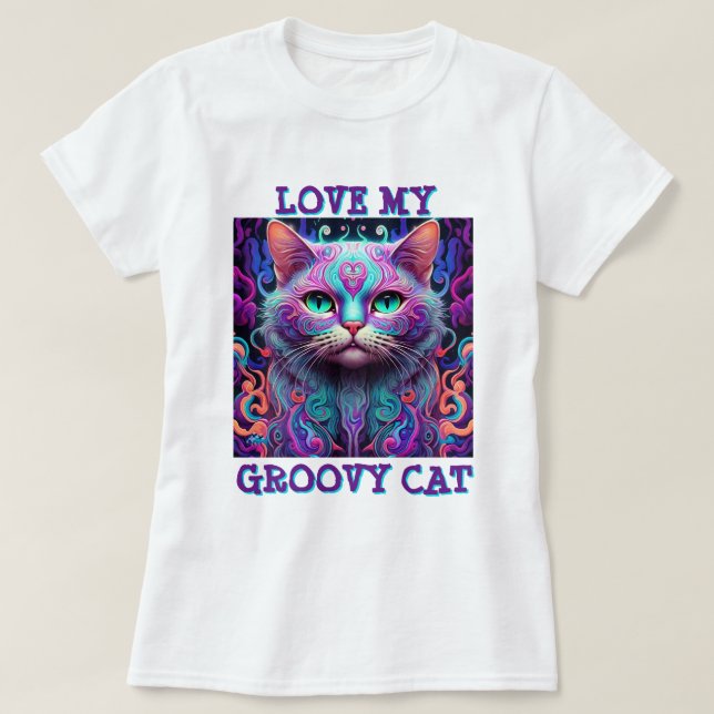 CAMISETA " GROOVY CAT " (Frente do Design)
