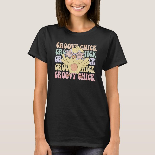 Camiseta Groovy Chick Retro Easter Day For Girls And Boys K (Frente)