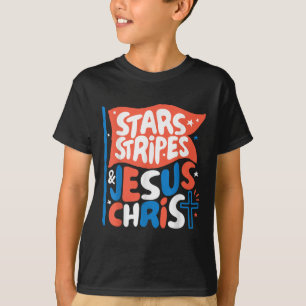 Camiseta Groovy Christian Jesus Cristo Stars Stripes 4º