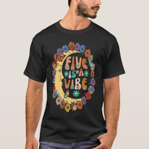 Camiseta Groovy Cinco é uma 5 Vibe Birthday Crescent Moon A