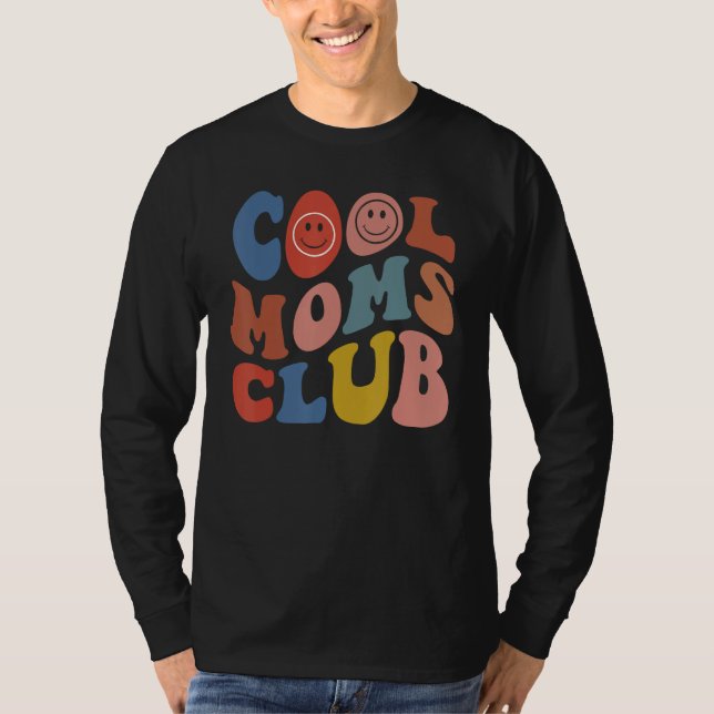 Camiseta Groovy Cool Moms Club Smile Face  Mothers Day New  (Frente)