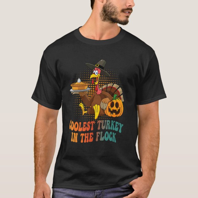Camiseta Groovy Coolest Turkey In The Flock Turkey hat pump (Frente)
