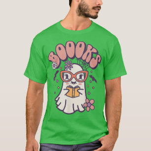 Camiseta Groovy Cute Ghost Book Leitura Professor de Hallow