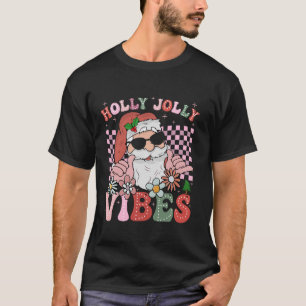 Camiseta Groovy Cute Santa Claus Holly Christmas Jolly Vibe