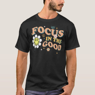 Camiseta Groovy Daisy Flower Focaliza Em Boa Motivação