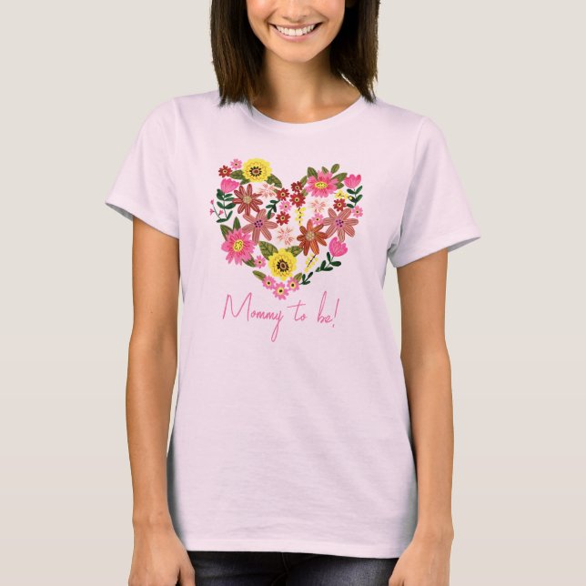 Camiseta Groovy Daisy Pink Flower Mamãe a ser (Frente)