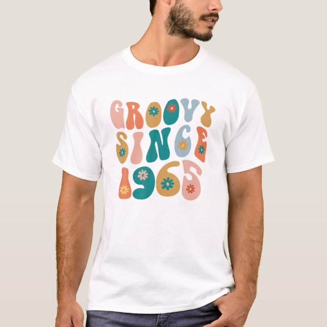 Camiseta Groovy Desde 1965 57º Aniversário Estilo Hippie 57 (Frente)