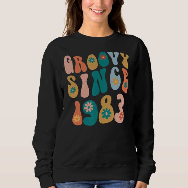 Camiseta Groovy Desde 1983 39º Aniversário Estilo Hippie 39 (Frente)