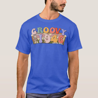 Camiseta Groovy Desde 19 Retro Hippie Aniversário de 77 ano
