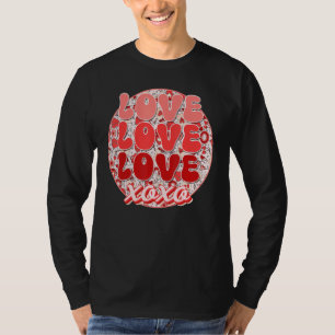 Camiseta Groovy Dia de os namorados Love Retro Coffee Heart