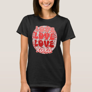 Camiseta Groovy Dia de os namorados Love Retro Coffee Heart