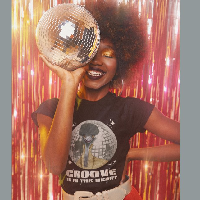 Camiseta Groovy Disco Emu Bird | O Groove Está No Coração (Criador carregado)