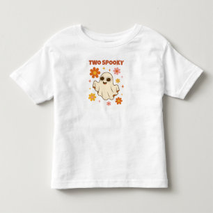 Camiseta Groovy Dois Aniversário Assustador Criança Fantasm
