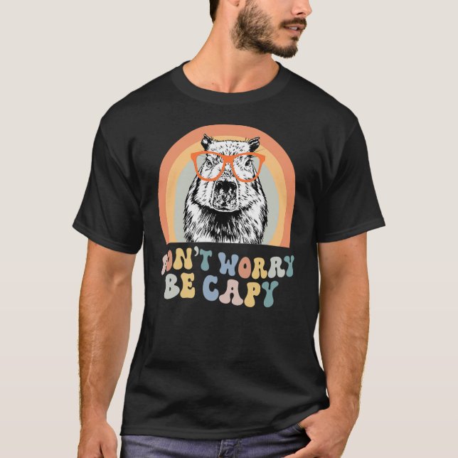 Camiseta Groovy Don't Worry Be Cappy Cute Funny Capybara An (Frente)