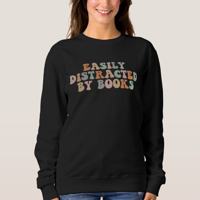 Camiseta Groovy Easily Distracted By Books  Librarian Reade (Frente)