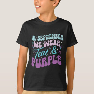 Camiseta Groovy Em Setembro Vestimos Teal E Roxo Suicid