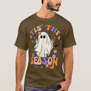 Camiseta Groovy Esta É A Época Pumpkin Ghost, Hippie Autumn