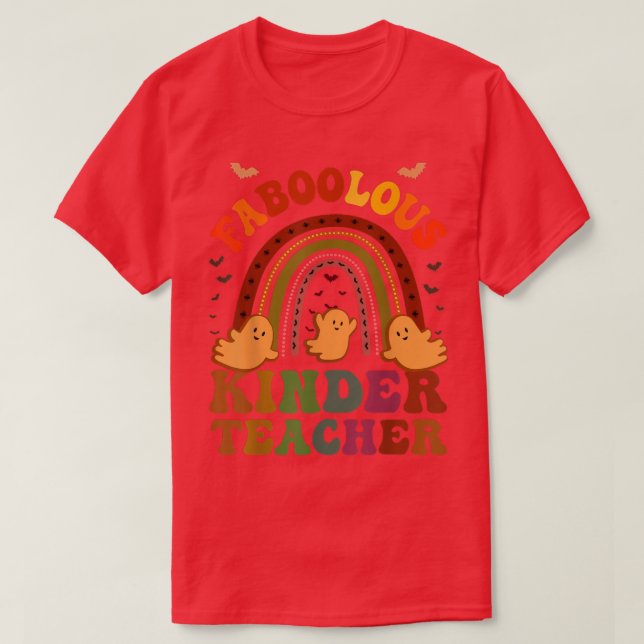 Camiseta Groovy FABOOLOUS KINDER TEACHER Figurume Este É O  (Frente do Design)