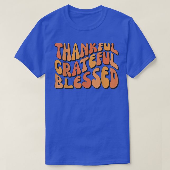 Camiseta Groovy Fall Autumn Pumpkin Agradecido (Frente do Design)