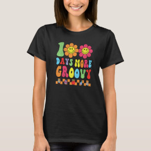 Camiseta Groovy Feliz 100 Dias De Escola Hippie Floral Chá