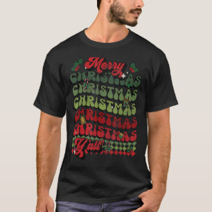 Camiseta Groovy Feliz Natal Retro Xmas Correspondendo Pijam