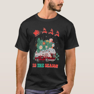 Camiseta Groovy Felry Christmas Hippie Tis The Season Xmas