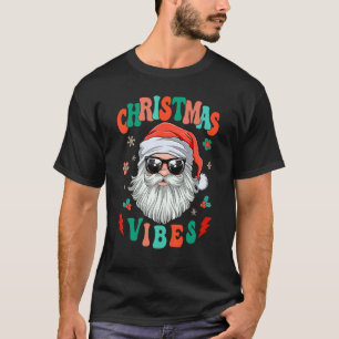 Camiseta Groovy Felry Christmas Vibes Hippie Santa Claus Ho