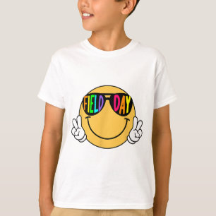 Camiseta Groovy Field Day Sungles Sorri Face Crianças Profe