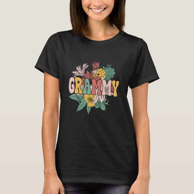 Camiseta Groovy Floral Grammy Matching Family  Mothers Day (Frente)