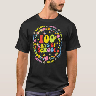 Camiseta Groovy Flower 100 Dias De Professora Feliz 100