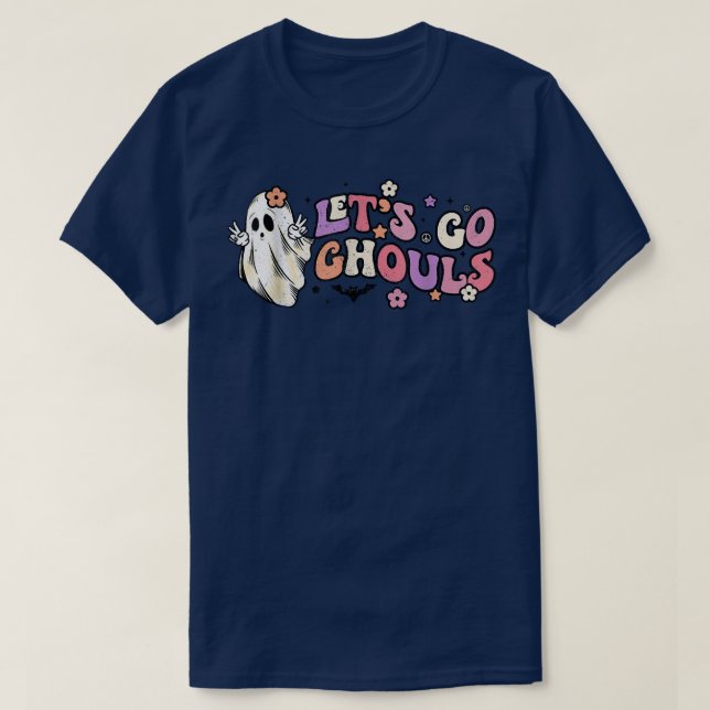 Camiseta Groovy Flower Funny Ghouls Halloween Cute Ghost  (Frente do Design)
