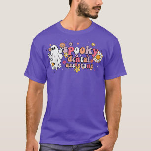 Camiseta Groovy Ghost Halloween Floral Spooky Dental Assist