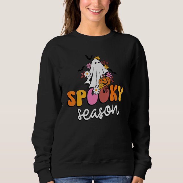 Camiseta Groovy Ghost Spooky Season  Retro Halloween Costum (Frente)