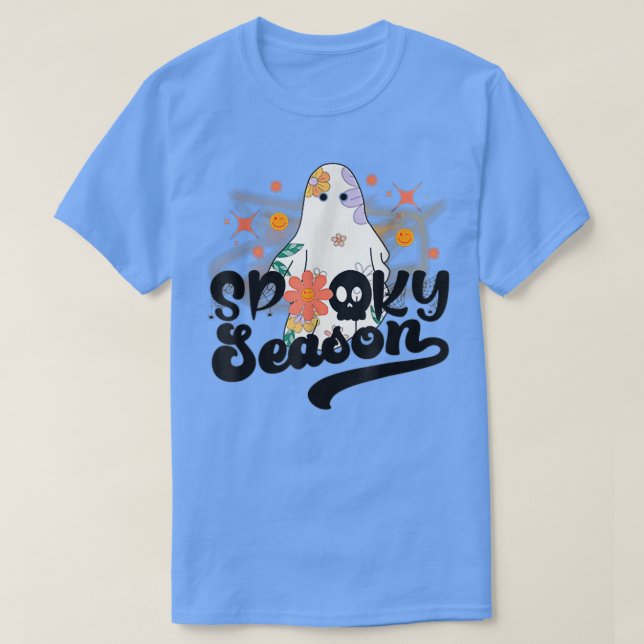 Camiseta Groovy Ghost Spooky Season Tie Dye Cute Boo Hippie (Frente do Design)