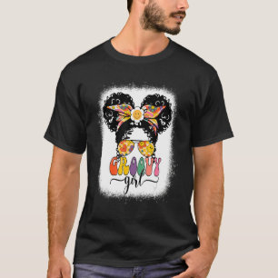 Camiseta Groovy Girl Messy Bun Girls Kids 60 anos 70 Mães d
