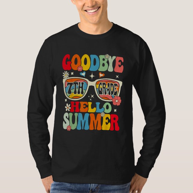 Camiseta Groovy Goodbye 7th Grade Graduation Hello Summer K (Frente)