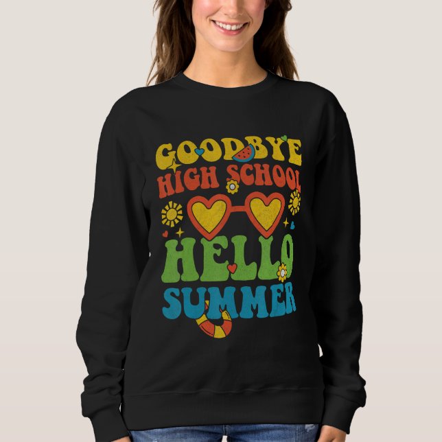 Camiseta Groovy Goodbye High School Hello Summer Last Day O (Frente)