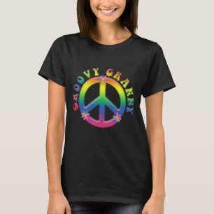 Camiseta GROOVY GRANNY Tie Dye Peace Symbol w/Flowers