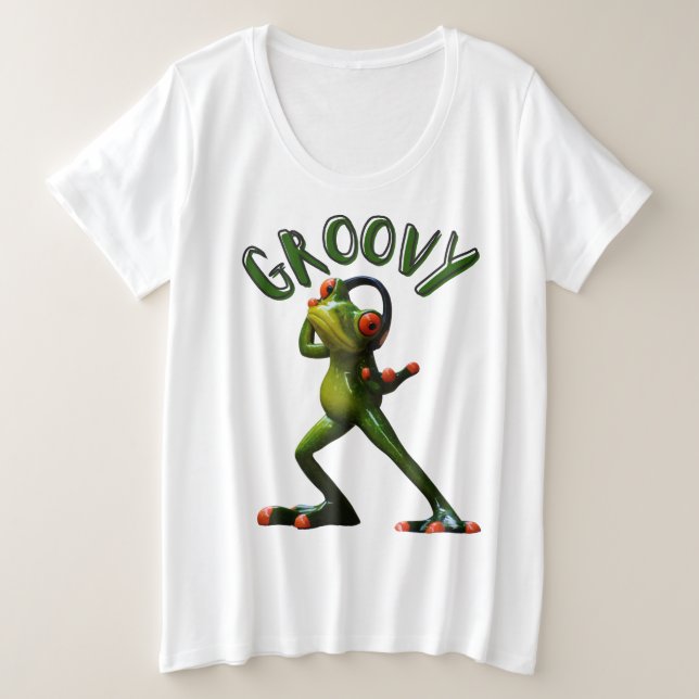 Camiseta Groovy Green Sapo (Frente do Design)
