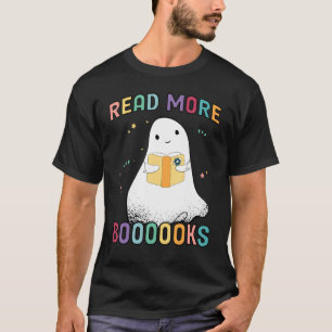 Camiseta Groovy Halloween Boooks Ghost Boo Leia Mais Livros