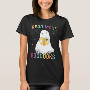 Camiseta Groovy Halloween Boooks Ghost Boo Leia Mais Livros