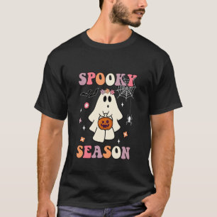 Camiseta Groovy Halloween Engraçado Fofinho Fantasma Assust