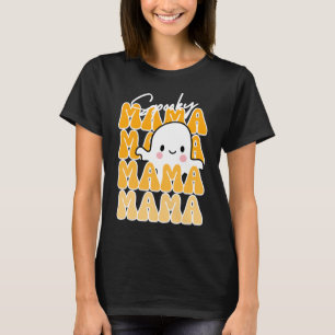 Camiseta Groovy Halloween Mama fofa fantasma perturbou engr