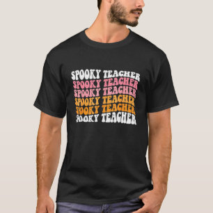 Camiseta Groovy Halloween Spooky Professora Trick Ou Ensino