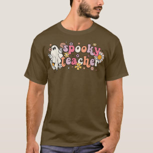 Camiseta Groovy Halloween Spooky Professora Trick Ou Ensino