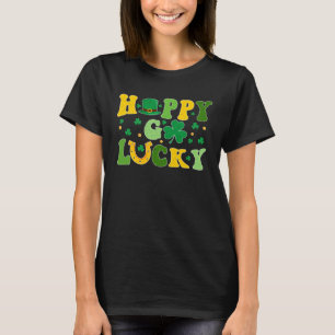 Camiseta Groovy Happy Dia de São Patrício Garota Irlandesa 