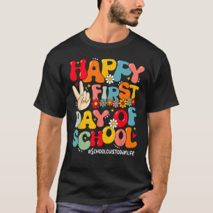 Camiseta Groovy Happy First Day Of School Custodian