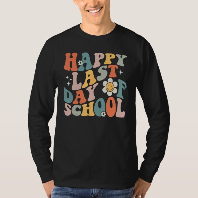 Camiseta Groovy Happy Last Day of School Teacher Student Gr (Frente)